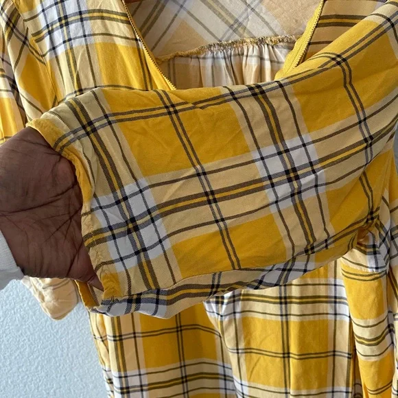 EUC 1x Plaid High low 1/4 sleeve Shirt - Picture 4 of 8